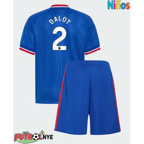 Camiseta Manchester United Diogo Dalot #2 Visitante Equipación para niños 2026-27 manga corta (+ pantalones cortos)